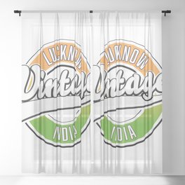 Lucknow vintage style logo Sheer Curtain