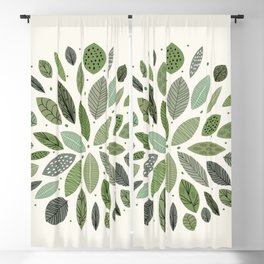 Mid-Century Green Leaves Blackout Curtain
