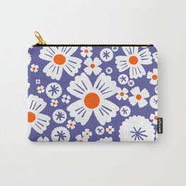 Modern Periwinkle and Orange Daisy Flowers Carry-All Pouch