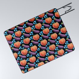 Eggplant, Peach And Water Droplets Emoji's Patterns Picnic Blanket