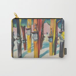 Valais Vintage Ski Travel Poster Carry-All Pouch | Curated, Vintage, Colorful, Skier, Skiing, Snowskiing, Valais, Painting, Ski, Switzerland 