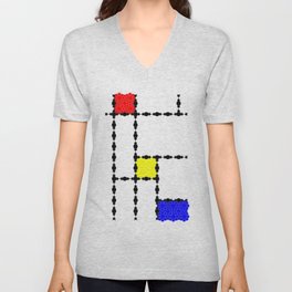 Mondrian and the Eight Point Flower V Neck T Shirt