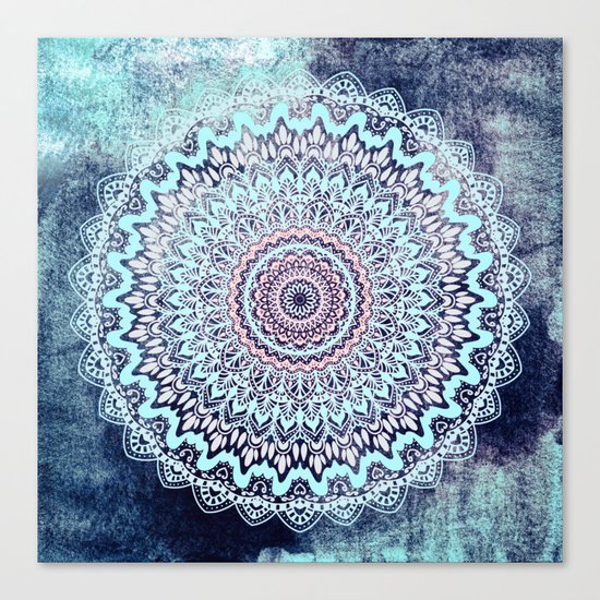 BLUE AUTUMN BOHO MANDALA Canvas Print