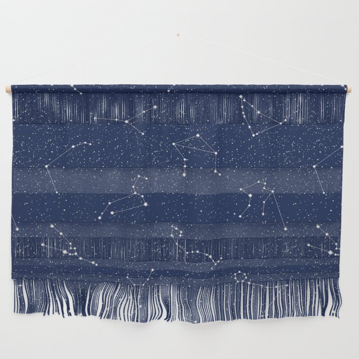 Zodiac Constellations with a Dark Blue Starry Sky Wall Hanging