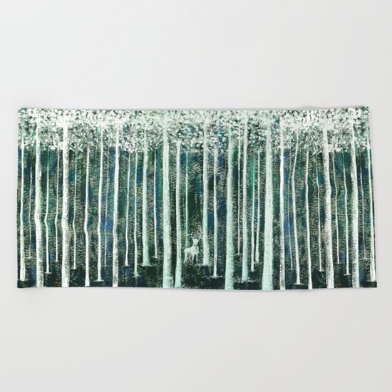 Christmas Stag in the jungle handpainted Beach Towel