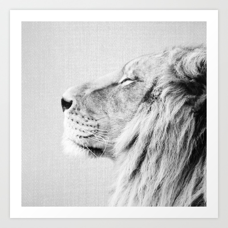 Lion Portrait Black White Art Print By Galdesign Society6