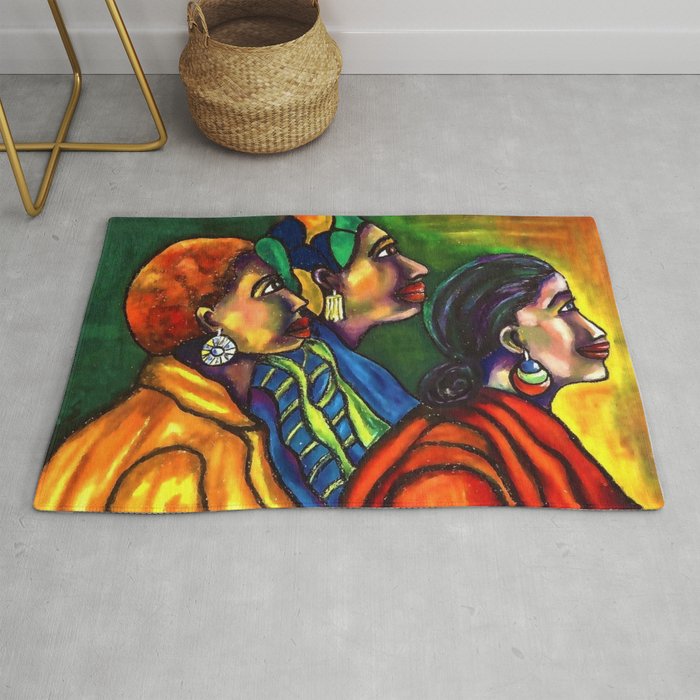 African American masterpiece 'The Lives of Black Folk' female portrait still life painting Rug