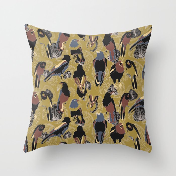 Birds of Prey in Gold Throw Pillow