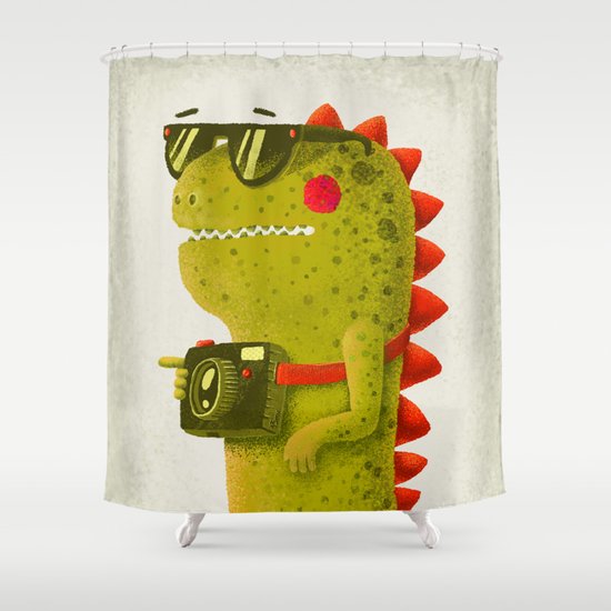 Dino touristo (olive) Shower Curtain