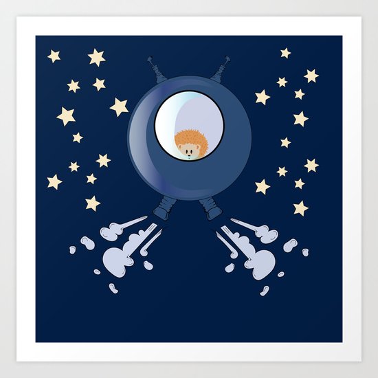 Hedgehog in space. Art Print