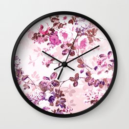 Elegant blush pink rose gold floral Wall Clock