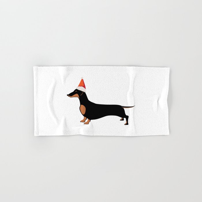 Christmas Dachshund Sneaking Santa's Hat Hand & Bath Towel