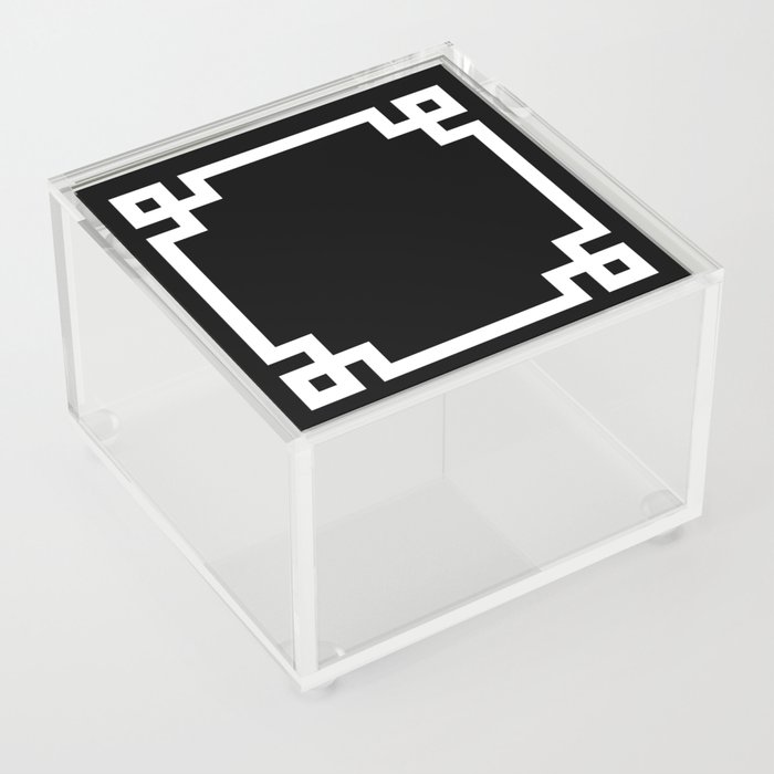 Black and White Greek Key Border Acrylic Box