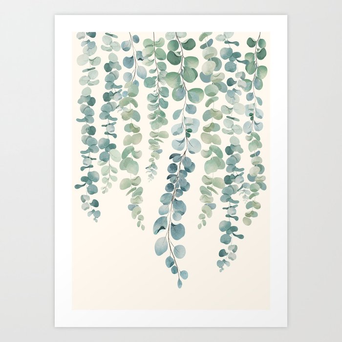 Watercolor Eucalyptus Leaves Art Print