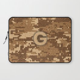 Personalized  G Letter on Brown Military Camouflage Army Commando Design, Veterans Day Gift / Valentine Gift / Military Anniversary Gift / Army Commando Birthday Gift  Laptop Sleeve