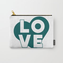 LOVE & heart // dark teal Carry-All Pouch | Graphicdesign, Tealheart, Heart, Vector, Digital, Valetine, Type, Abstract, Typography, Valentinesday 