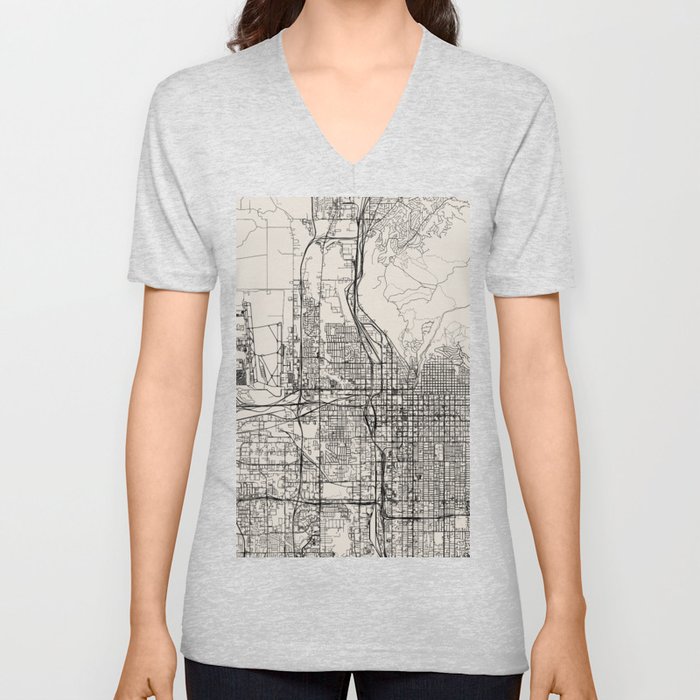 Salt Lake City USA - City Map - Black and White Aesthetic - Minimalist V Neck T Shirt