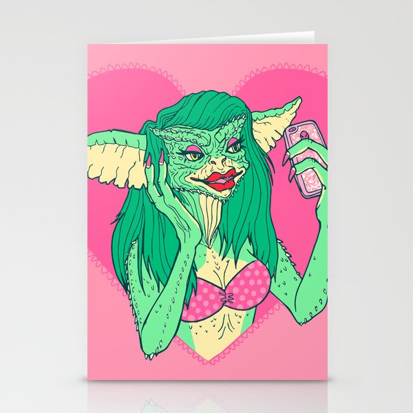 Greta Gremlin woman female gremlins design horror love girl Stationery Cards