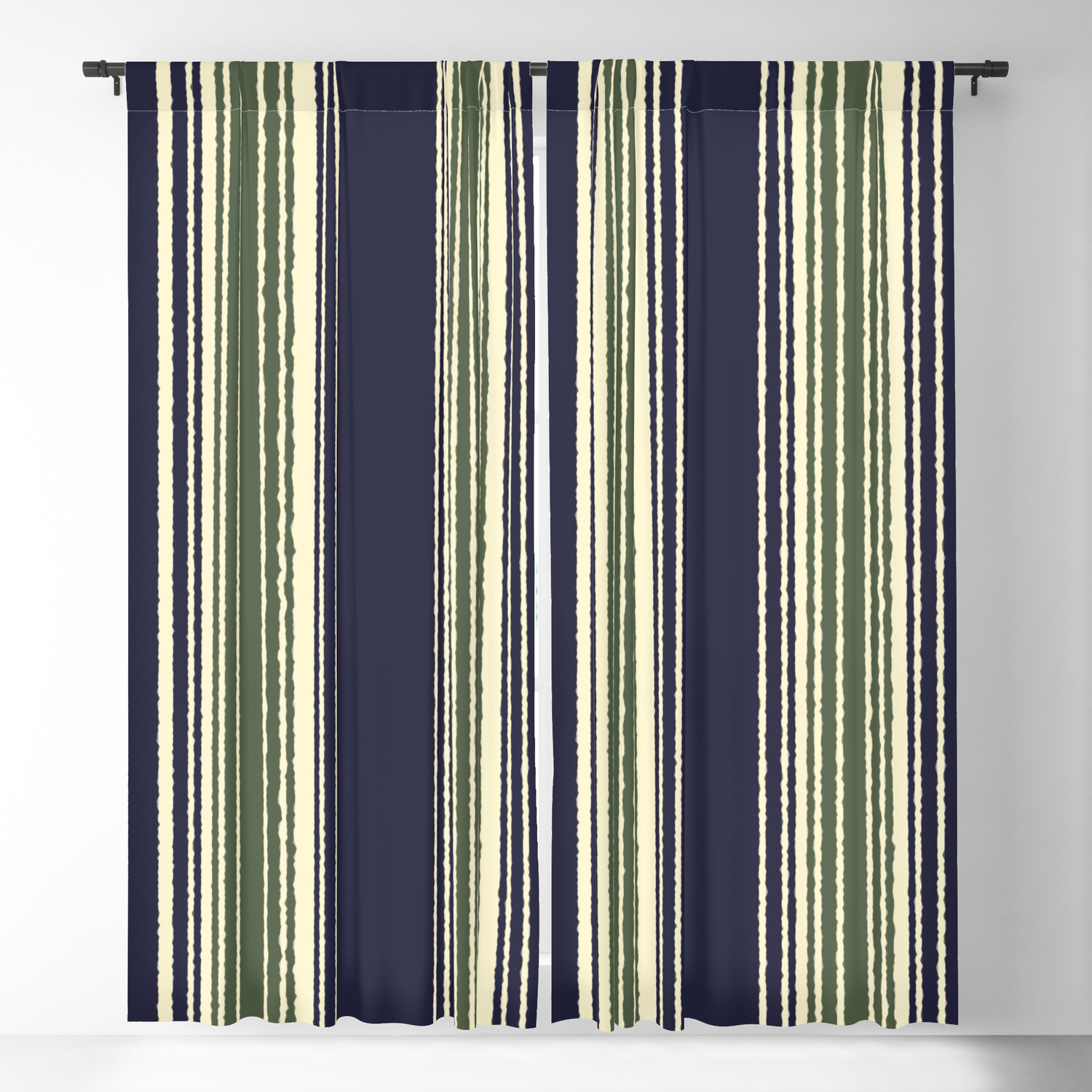 blue and green geometric curtains