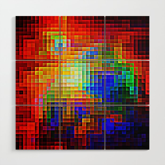 COLORFUL Pixels Wood Wall Art