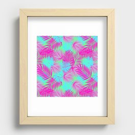 Neon Pink & Blue Tropical Print Recessed Framed Print
