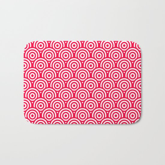 Red/Pink & White Geometric Circle Pattern Bath Mat