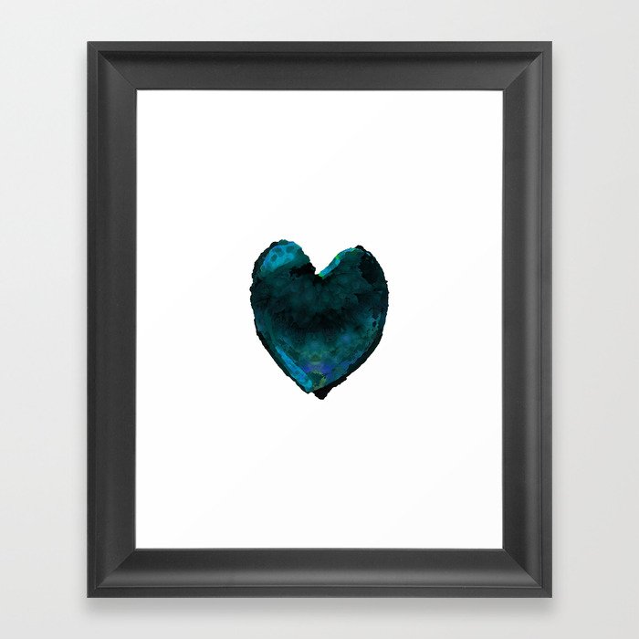 Beautiful Black And Blue Romantic Art - Dark Heart Framed Art Print