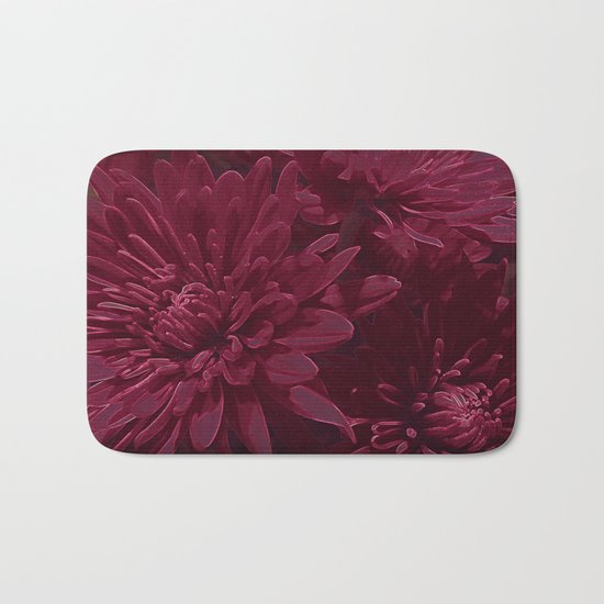 Burgundy Chrysanthemums Bath Mat