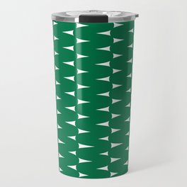 Retro Curvy Lines Pattern in Green Travel Mug