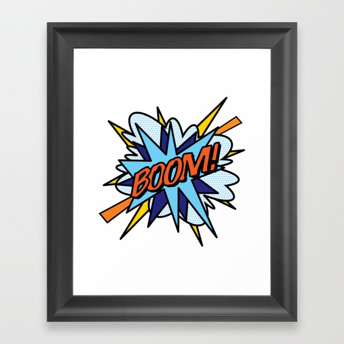 BOOM Comic Book Flash Pop Art Cool Fun Graphic Typography Framed Art Print