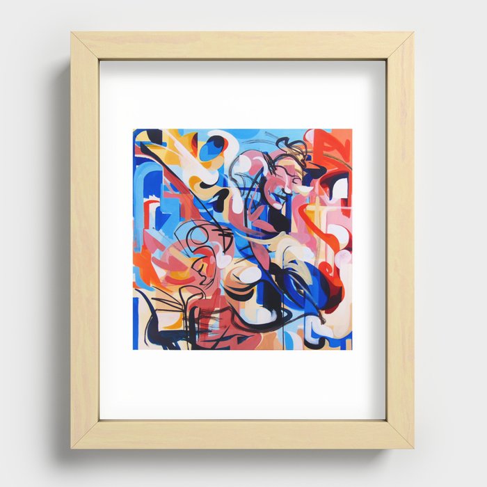 Expressive Abstract People Composition painting Recessed Framed Print
