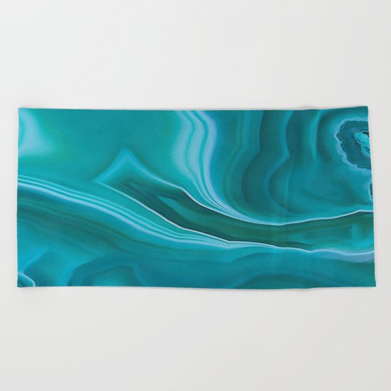 Agate sea green texture Beach Towel