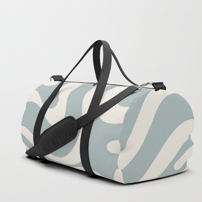 Modern Liquid Swirl Abstract Pattern in Light Blue-Grey and Cream  Duffle Bag