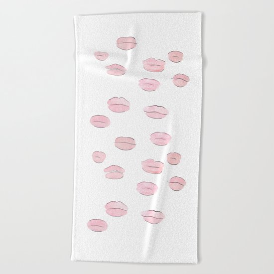 Pink Lips Beach Towel