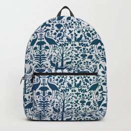 Folk Art Pattern Blue Teal on Gray Backpack