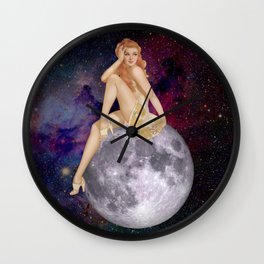 Pin Up on the Moon Wall Clock