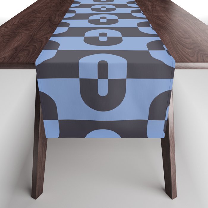 Geometric Pattern - Black Blue Table Runner