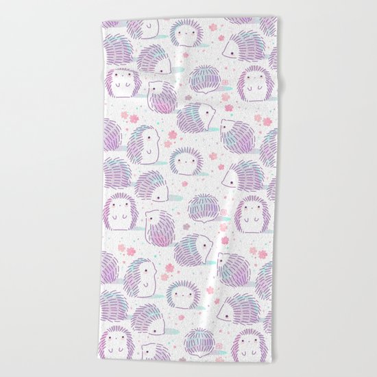 Spring Hedgehog Pattern Beach Towel