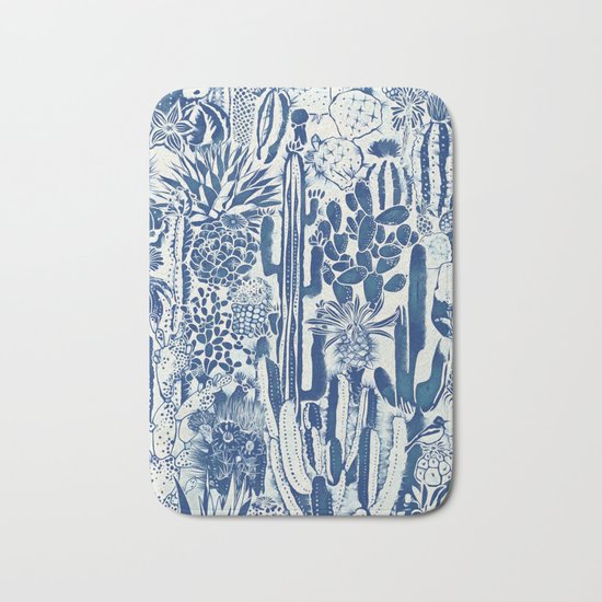 Indigo cacti II Bath Mat