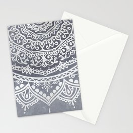 Blue Gray and White Ornamental Design Stationery Card
