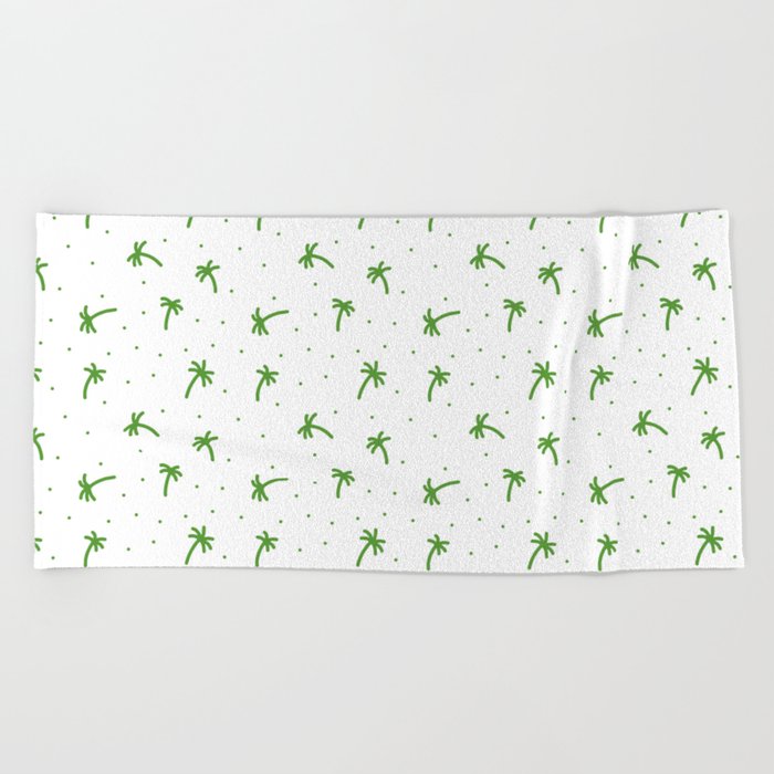 Green Doodle Palm Tree Pattern Beach Towel