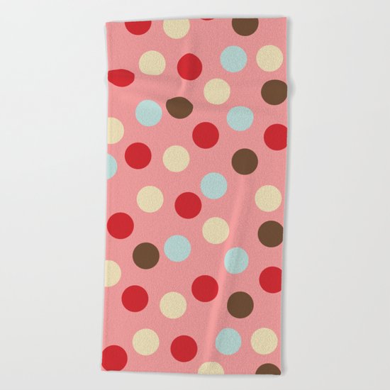 Christmas dots pink Beach Towel