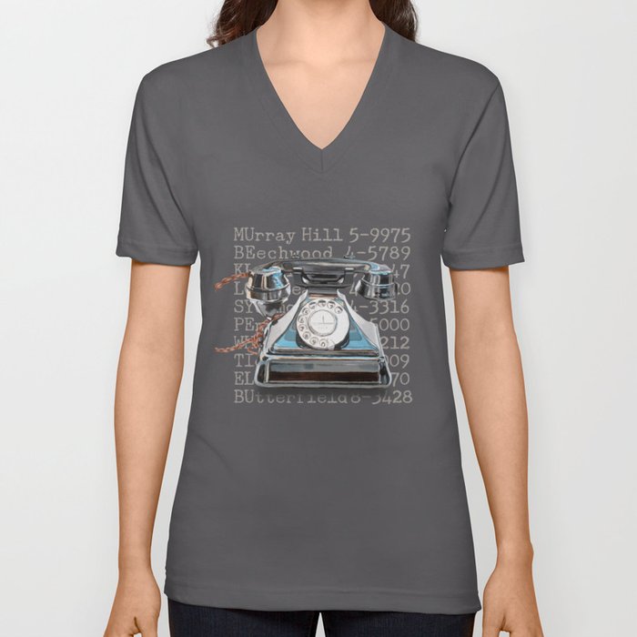 Vintage Telephone V Neck T Shirt
