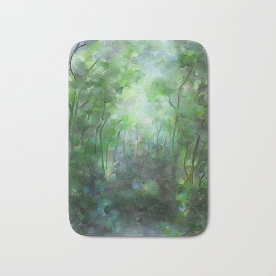 Watercolor forest Bath Mat