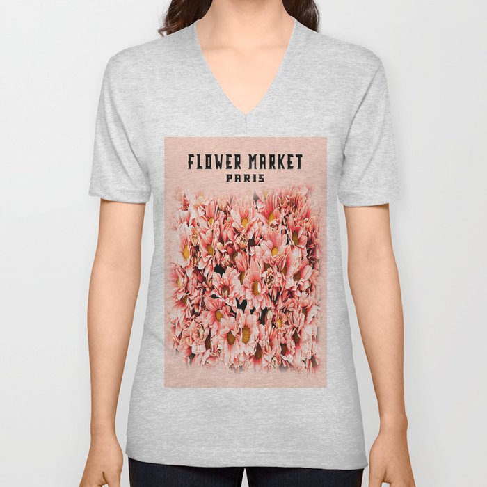 Flower Market Paris V Neck T Shirt