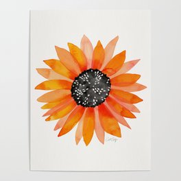 Single Sunflower – Orange Poster