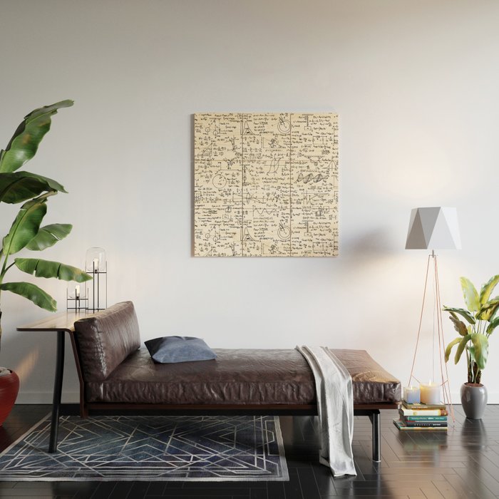 Physics Equations On Whiteboard Wood Wall Art By Thinlinetextiles