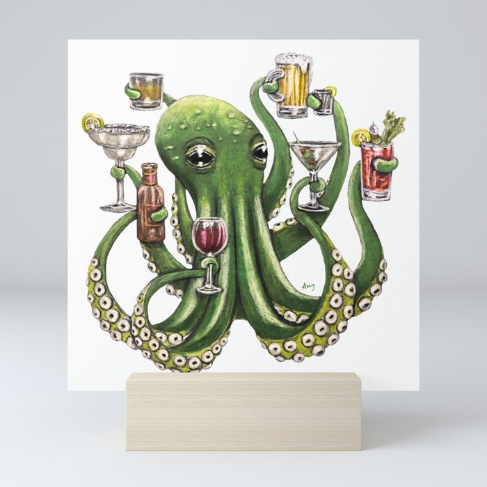 "Octo Buzz" - Octopus Cocktails Mini Art Print