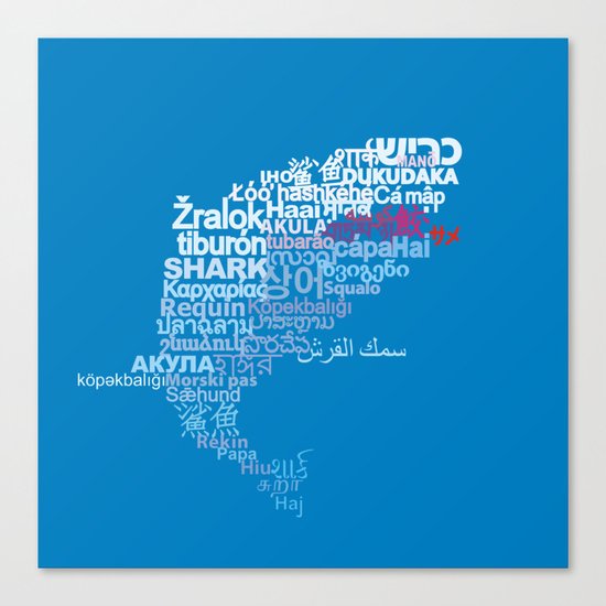 Shark in Different Languages Canvas Print