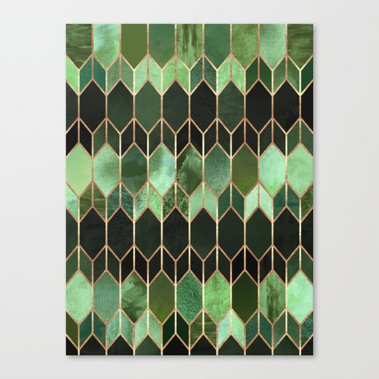 Stained Glass 5 - Forest Green Canvas Print